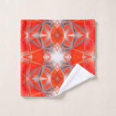 Rot gebogene Formen ramponieren über weißes Grau Badhandtuch Set (Waschlappen)