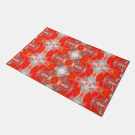 Rot gebogene Formen ramponieren über weißes Grau Fußmatte