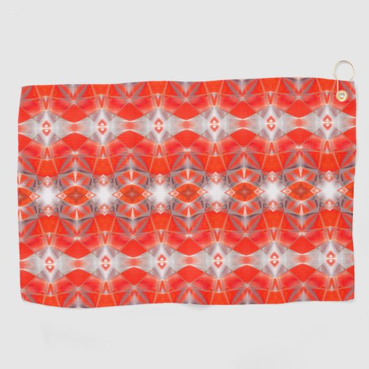 Rot gebogene Formen ramponieren über weißes Grau Golfhandtuch (Horizontal)