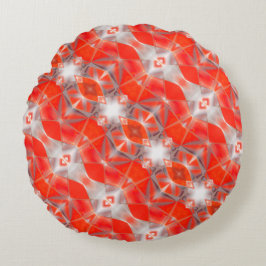 Rot gebogene Formen ramponieren über weißes Grau Rundes Kissen