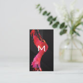 Rot gebürstet | Monogramm Visitenkarte (Stehend Vorderseite)
