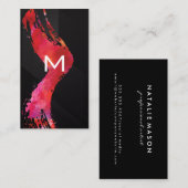 Rot gebürstet | Monogramm Visitenkarte (Vorne/Hinten)