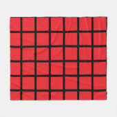 Rot gefärbtes Quadratmuster mit schwarzen Rändern Fleecedecke (Vorderseite (Horizontal))