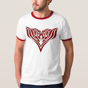 Rot geflügelter Vogel Neo-Tribal-Tätowierungs-Kuns T-Shirt