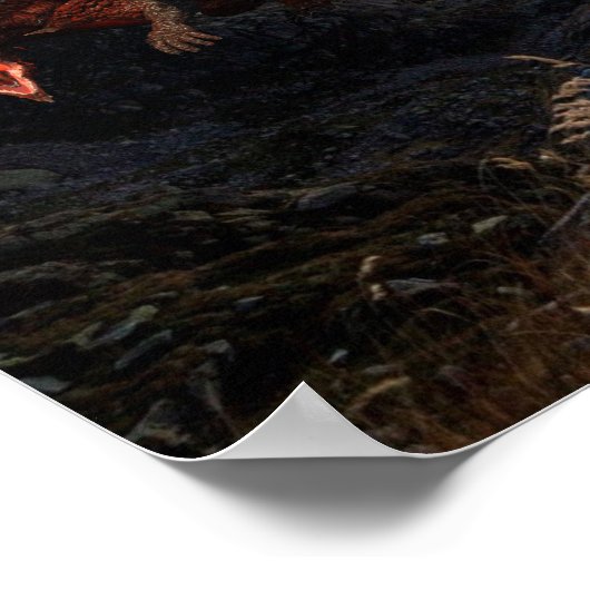 Rot gegen Grüne Drachen Schlacht Fantasy Fight Poster (Ecke)