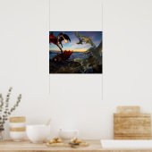 Rot gegen Grüne Drachen Schlacht Fantasy Fight Poster (Küche)