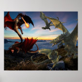 Rot gegen Grüne Drachen Schlacht Fantasy Fight Poster (Vorne)