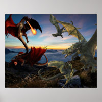 Rot gegen Grüne Drachen Schlacht Fantasy Fight