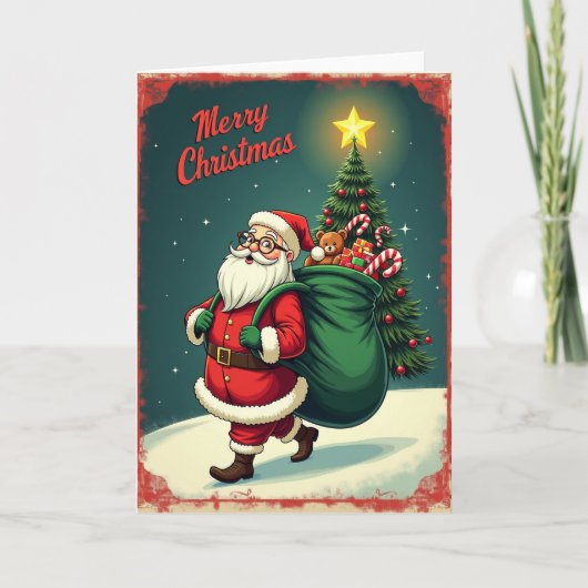 Rot gekleideter Geschenkgeber Karte (Vorderseite)