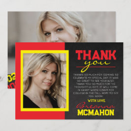 Rot-Gelb-Abschluss-Foto Danke-Karte Einladung