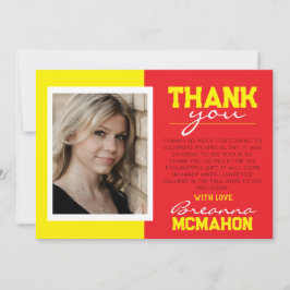 Rot-Gelb-Abschluss-Foto Danke-Karte Einladung