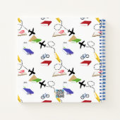 Rot-Gelb-Blau-Flugzeug-Reisejournal Notizblock (Rückseite)