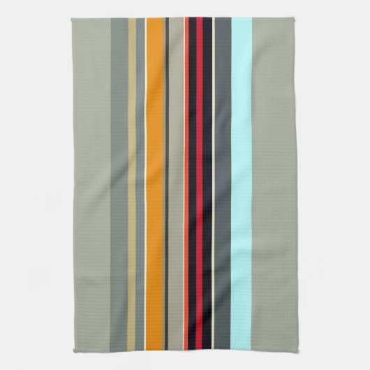 Rot-gelb-blau-grau-mehrfarbiges Streifenmuster Geschirrtuch (Vertikal)