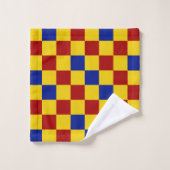Rot Gelb Blau Kariertes Musterdesign  Badhandtuch Set (Waschlappen)