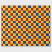 Rot Gelb Blau Kariertes Musterdesign Geschenkpapier (Flach)
