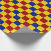 Rot Gelb Blau Kariertes Musterdesign Geschenkpapier (Ecke)