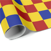 Rot Gelb Blau Kariertes Musterdesign Geschenkpapier (Rolleneckpunkt)
