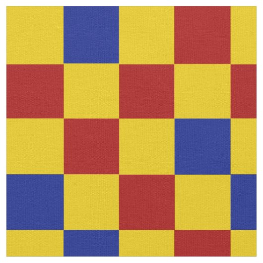 Rot Gelb Blau Kariertes Musterdesign Stoff (Nahaufnahme)