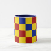 Rot Gelb Blau Kariertes Musterdesign Tasse (Zentrum)