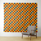 Rot Gelb Blau Kariertes Musterdesign  Wandteppich (Beispiel (Horizontal))