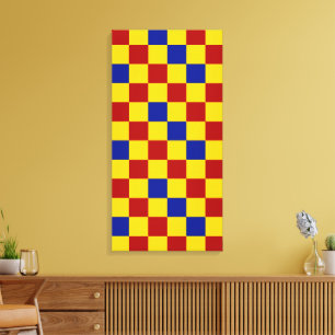 Rot Gelb Blau Karomuster Design  Leinwanddruck