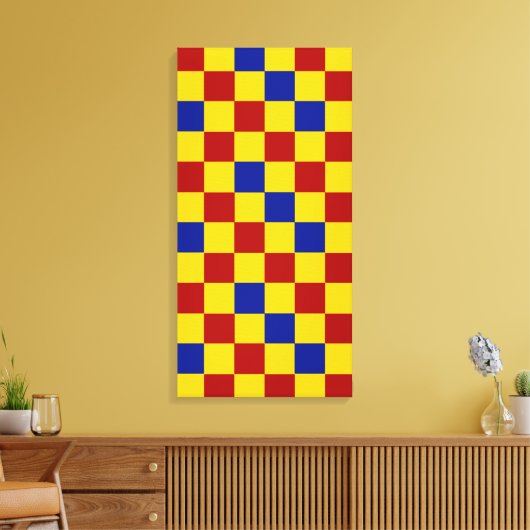 Rot Gelb Blau Karomuster Design  Leinwanddruck (Insitu (Wohnzimmer))