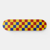 Rot Gelb Blau Karomuster Design  Skateboard (Horizontal)