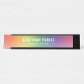 Rot-gelb-blau Lila Moderne Vorlage Chic Schreibtischnamensplakette (Vorderseite )