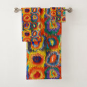 Rot-gelb-blau-rosa Lila-grüne Quadrate Badhandtuch Set (Insitu)