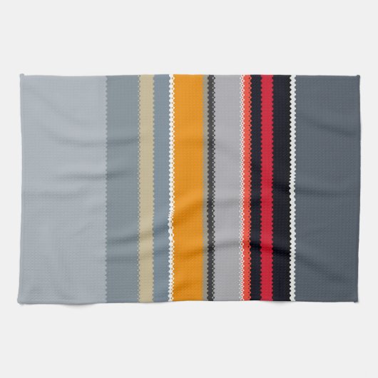 Rot-Gelb-Blau-Silber-Multicfarbene Streifen Geschirrtuch (Horizontal)