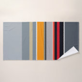 Rot-Gelb-Blau-Silber-Multicolor-Streifen-Muster Badehandtuch (Badehandtuch)