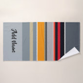 Rot-Gelb-Blau-Silber-Multicolor-Streifen-Muster Badehandtuch (Badehandtuch)