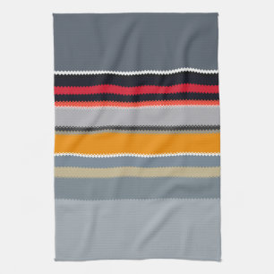 Rot-Gelb-Blau-Silber-Multicolor-Streifen-Muster Geschirrtuch