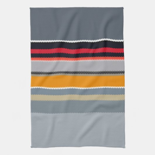 Rot-Gelb-Blau-Silber-Multicolor-Streifen-Muster Geschirrtuch (Vertikal)