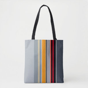 Rot-Gelb-Blau-Silber-Multicolor-Streifen-Muster Tasche