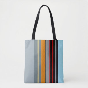 Rot-Gelb-Blau-Silber-Multicolor-Streifen-Muster Tasche