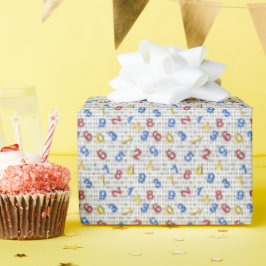Rot Gelb Blau Zahl Schwarz Weiß Geschenkpapier