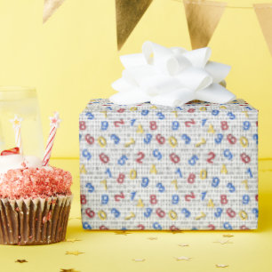 Rot Gelb Blau Zahl Schwarz Weiß Geschenkpapier
