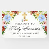 Rot, gelb blaue Blumen 1. Heilige Kommune Banner (Horizontal)