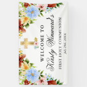 Rot, gelb blaue Blumen 1. Heilige Kommune Banner (Vertikal)