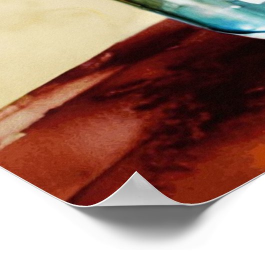 Rot-gelb-blaue Blumen auf Vase abstrakt Poster (Ecke)