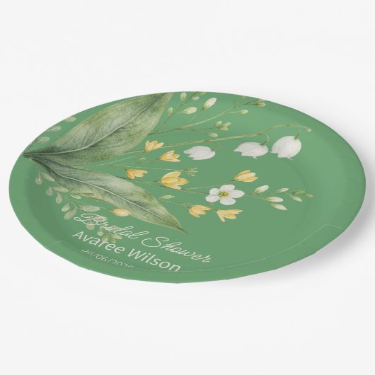 Rot-Gelb-Blume-Dusche Pappteller (Schrägansicht)