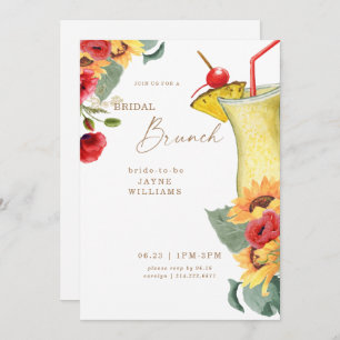 Rot-Gelb-Blumenbrunch farbig Einladung