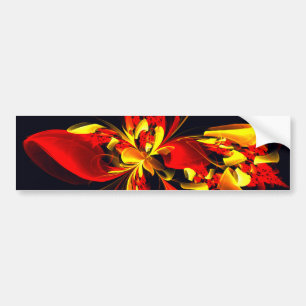 Rot-Gelb-Blüte Modernes abstraktes Kunstmuster #10 Autoaufkleber
