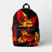 Rot-Gelb-Blüte Modernes abstraktes Kunstmuster #10 Bedruckter Rucksack (Vorderseite)