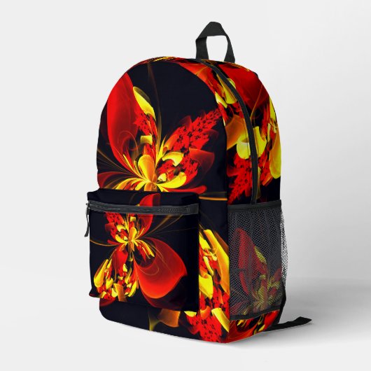 Rot-Gelb-Blüte Modernes abstraktes Kunstmuster #10 Bedruckter Rucksack (Rückseitige Ecke Rechts)
