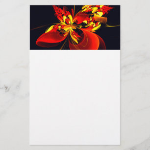 Rot-Gelb-Blüte Modernes abstraktes Kunstmuster #10 Briefpapier