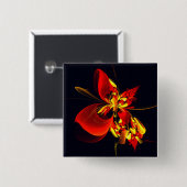 Rot-Gelb-Blüte Modernes abstraktes Kunstmuster #10 Button (Vorne & Hinten)