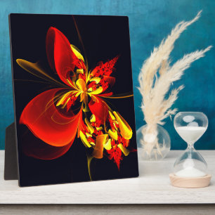 Rot-Gelb-Blüte Modernes abstraktes Kunstmuster #10 Fotoplatte