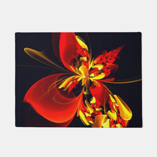 Rot-Gelb-Blüte Modernes abstraktes Kunstmuster #10 Fußmatte (Vorderseite)